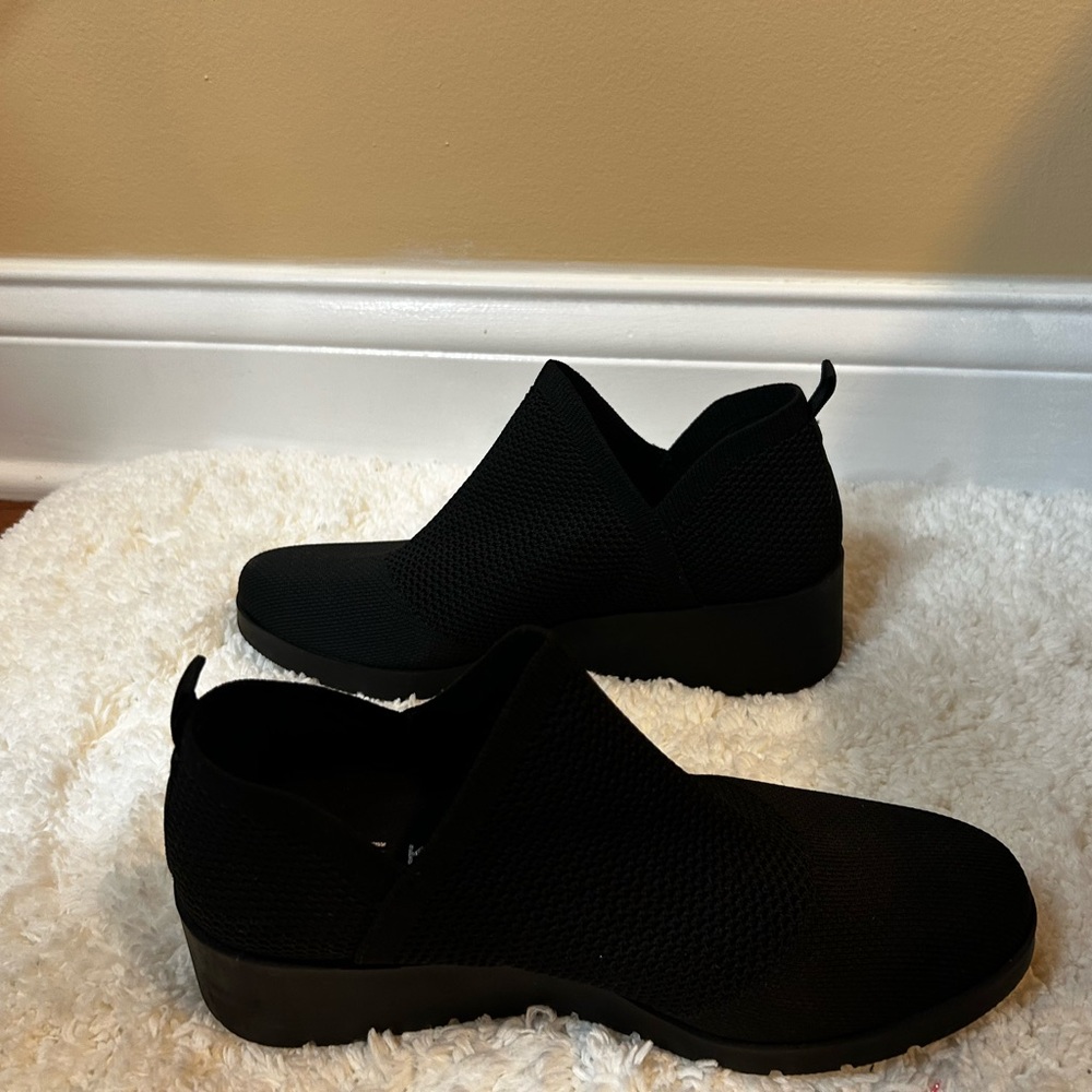 Anne Klein Black Knit Wedge Shoes